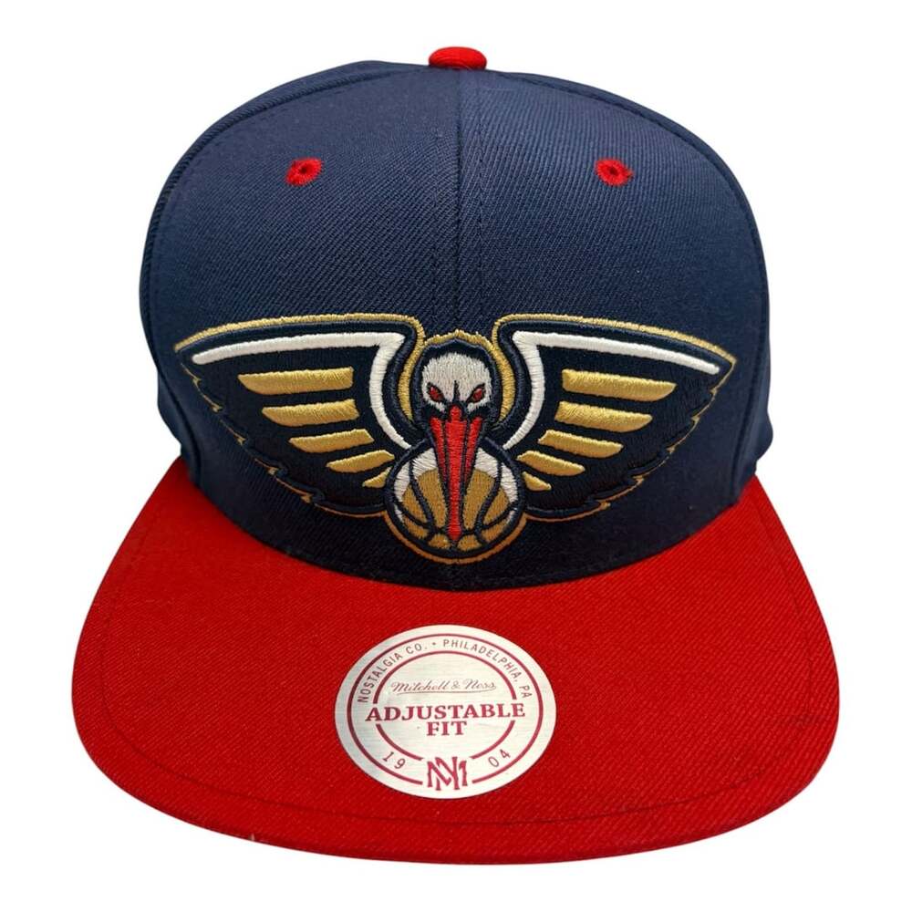 Mitchell & Ness New Orleans Pelicans Snapback Hat Navy Red